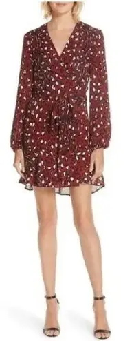 ALC Frank A.L.C. Red & Black Leopard Print Silk Mini Wrap Dress Size 4