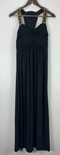 Betsy and Adam Betsey & Adam Gown Womens 6 Black Embellished Cutout Ruched Formal Prom Pageant