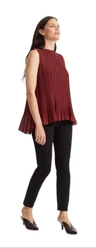 Club Monaco Womens Burgundy Sleeveless Pleated A Line Swing Blouse Size XS NWT