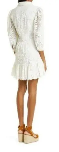 Veronica Beard Kylan Eyelet Cotton Shirtdress in White Size 2