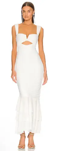 Michael Costello NEW NWT X Revolve Hilary Ruched Gown In Ivory - Image 1