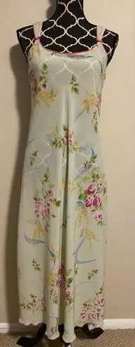 Oscar de la Renta EUC Green & Pink Floral Lingerie Slip Dress size small