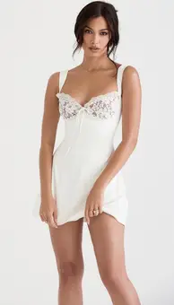 adriana ivory satin and lace mini dress 'Adriana' Ivory Satin and Lace Mini Dress