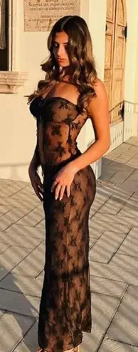 Commense Women's Tulle Lace Long Maxi Skirt High Waist Black Size Small NWOT