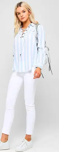 Rails Striped Long Sleeve Lace Up Shirt