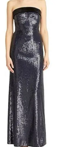 Monique Lhuillier ML Reese Strapless Sequin Column Gown in Midnight Size 12 NWOT