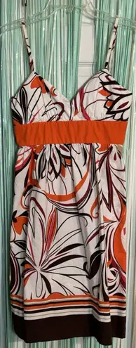 My Michelle Y2K Juniors Brown/Orange/White Floral Spaghetti Strap Dress, Bra, 7 Brown Size undefined