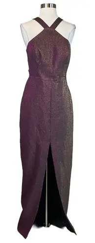Aidan Mattox Sleeveless Cut Out Column Evening Gown Purple Size 6 Formal Dress - Image 1