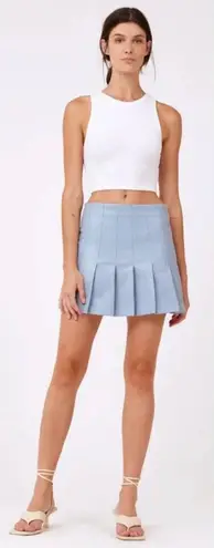 Aureum Sky Blue Vegan Leather Pleated Skirt Size XS Blue
