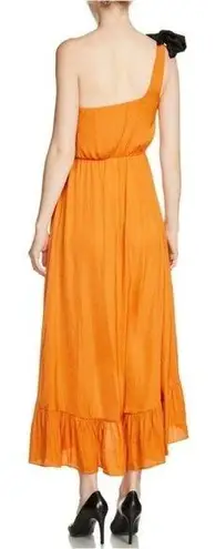 Maje  Rasti One-Shoulder Satin Midi Dress in Yellow