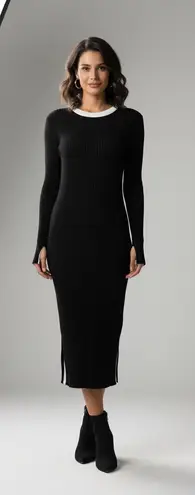 Future Collective Kahlana Barfield Brown Plus Size 1X Black Sweater Dress