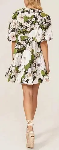 Maje Rafleur Large Floral Print Mini Puff Sleeve Baby Doll Mini Dress Size 40