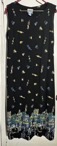 Vintage California Krush Sleeveless Floral Button Front Collared Dress 2X Black