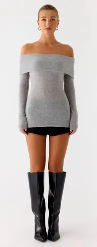 Peppermayo NWT Exclusive - Romeo Bardot Knit Top - Grey