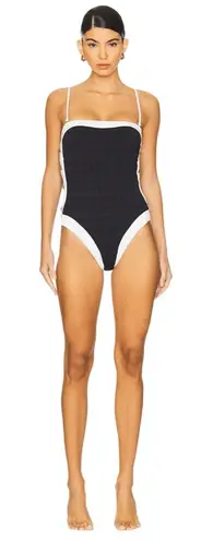 L'Agence Tory Colorblock Chic Bandeau One Piece Swimsuit in Black Small New