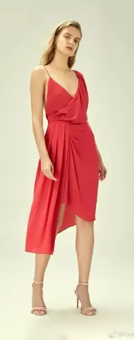 Keepsake Dreamlovers Asymmetric Draped Midi Dress in Magenta Size M NWT Purple Size M