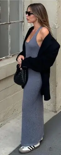 Rumored New! Lakeville Lounge Knit Maxi Dress Gray Size 10