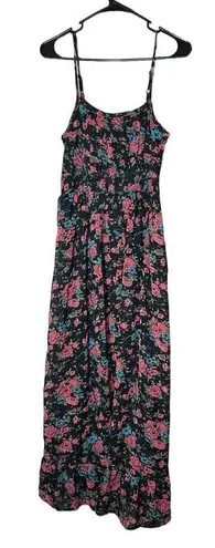 Urban Outfitters Pins & Needles Chiffon Black Floral Maxi Dress Size Small