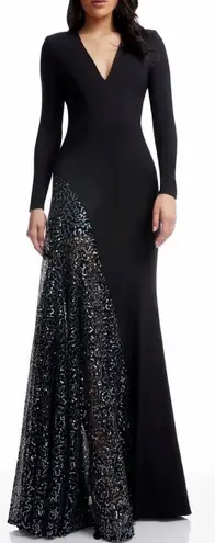 Dress the Population New Winnie Sequin V-Neck
Long Sleeve Godet Sheath Gown sz S