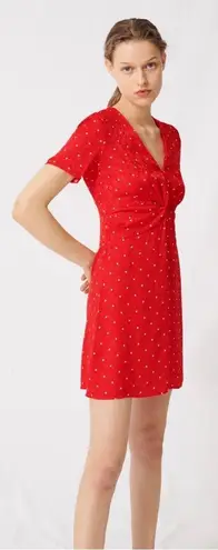 Maje • Ripia Twist-front Polka-dot Floral-jacquard Mini Dress red Rouge