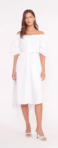 STAUD Reese Dress in White Size XS Belted Summer Cotton