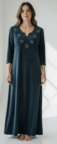 NWT Quacker Factory Navy Blue Velour Beaded Caftan – Women’s Size 1X