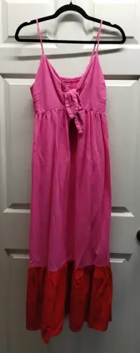 Tabitha Brown for Target Size Small Pink Red Color Block Linen Blend Tank Dress