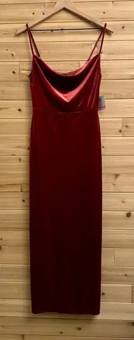 NWT Taylor Size 2/XS Strappy Red Orange Cowlneck Velvet Midi Dress