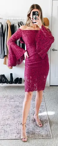 Bardot Maroon Lace Off The Shoulder Midi Dress Red Size XS 68 From Kaela