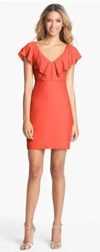 Jenny Yoo Collection Red Ruffle Silk Blend Dress Size 0 Cocktail Wedding $265