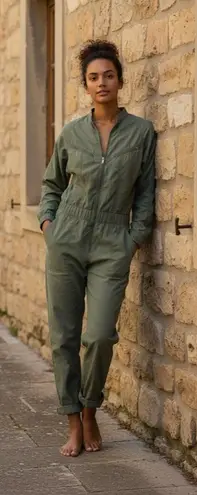 NWT Minimalist by Tamara Davydova Amelia in Olive Nylon Flight Suit Jumpsuit S Green