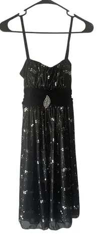 Rockin Town Y2k 2000s Size Small Sequin Whymsical Feather Mini Going Out Dress Green