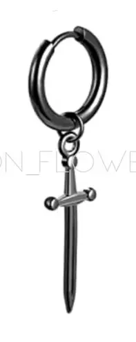 Punk Goth Dagger Sword Huggie Hoop Earring Black