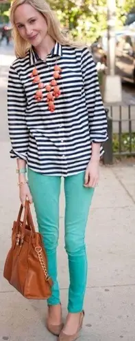 J. Crew Women's Striped Long Sleeve Boy Button