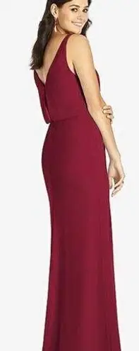 THREAD Bridesmaid Ines Chiffon Sleeveless Gown Burgundy Dessy Collection Size 18 Red