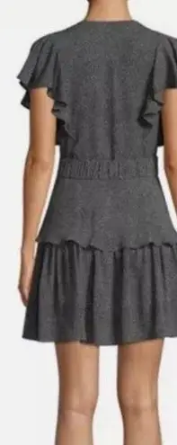 ALC Frank ALC Black Silk Mini Dress White Polka Dot Ruffled Peplum Tiered