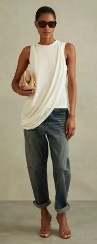 Reiss Elva Draped Layered Top Ivory