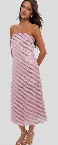 Tuckernuck NWT Hyacinth House Pink Shimmer Stripes Mila Strapless Midi Dress XS