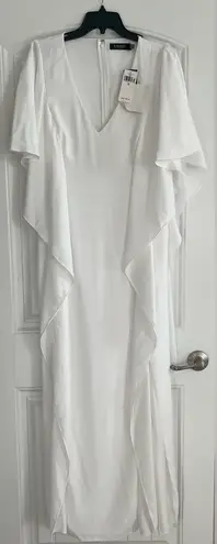 Ralph Lauren Lauren  Georgette Caftan Gown, White Size 10, New w/Tag Retail $325