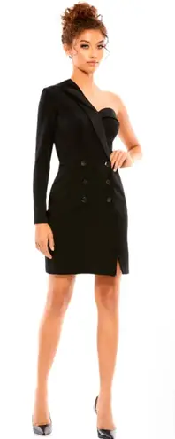 Mac Duggal Black One Sleeve Tuxedo Dress Mini Size 2