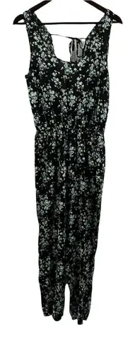 Exist Black Floral Crossback Jumpsuit Size Large New