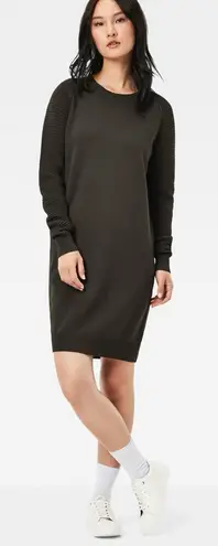 G-Star Raw Suzaki Knit Moto Sweater Dress Size XXS Olive Green City Casual