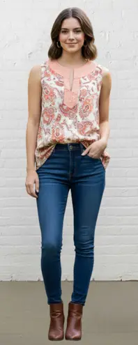 Fenn Wright Manson Top Size M Paisley Embroidered Linen Rayon Sleeveless Tunic