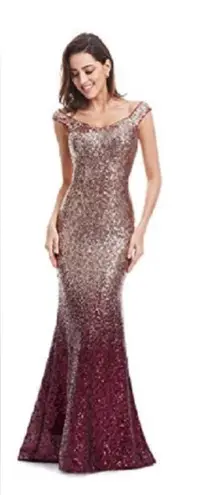 Ever Pretty Women Sparkling Gradual Champagne Gold Sequin dress size 10