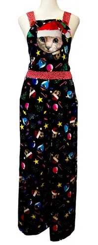 love on a hanger Ugly Christmas sweater party tacky one piece cat velvet romper jumpsuit NWT S