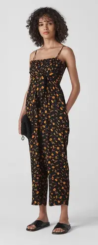 Whistles Aster Floral Textured Jumpsuit Black Yellow Print Size 0