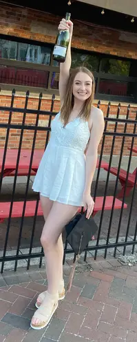 Lulus Star Spangled Ivory Backless Lace Romper