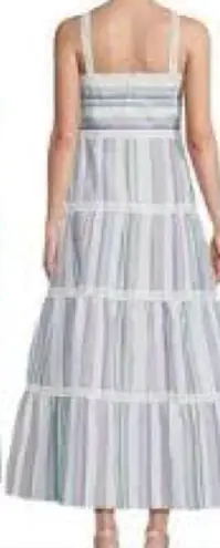 J. McLaughlin Cunningham Stripped Linen Maxi Dress Size 12 Summer Beach Colorful