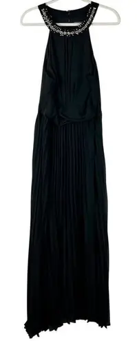 Sharagano Beaded Halter Pleated Flare Maxi Formal Dress 12