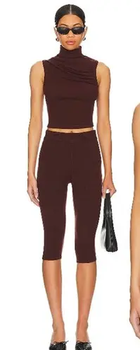 Majorelle Nanali Mock Neck Crop Top & High Rise Crop Pants Set Brown Women's XS